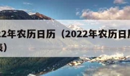 2022年农历日历（2022年农历日历全年表）