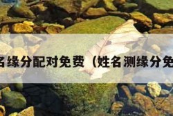 姓名缘分配对免费（姓名测缘分免费）