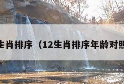 12生肖排序（12生肖排序年龄对照表）