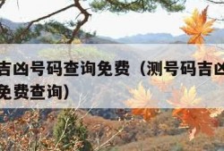 号码测吉凶号码查询免费（测号码吉凶手机号码打分免费查询）